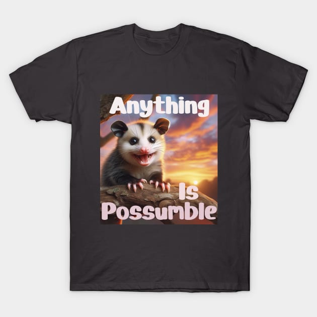 Joyful Opossum T-Shirt by BukovskyART